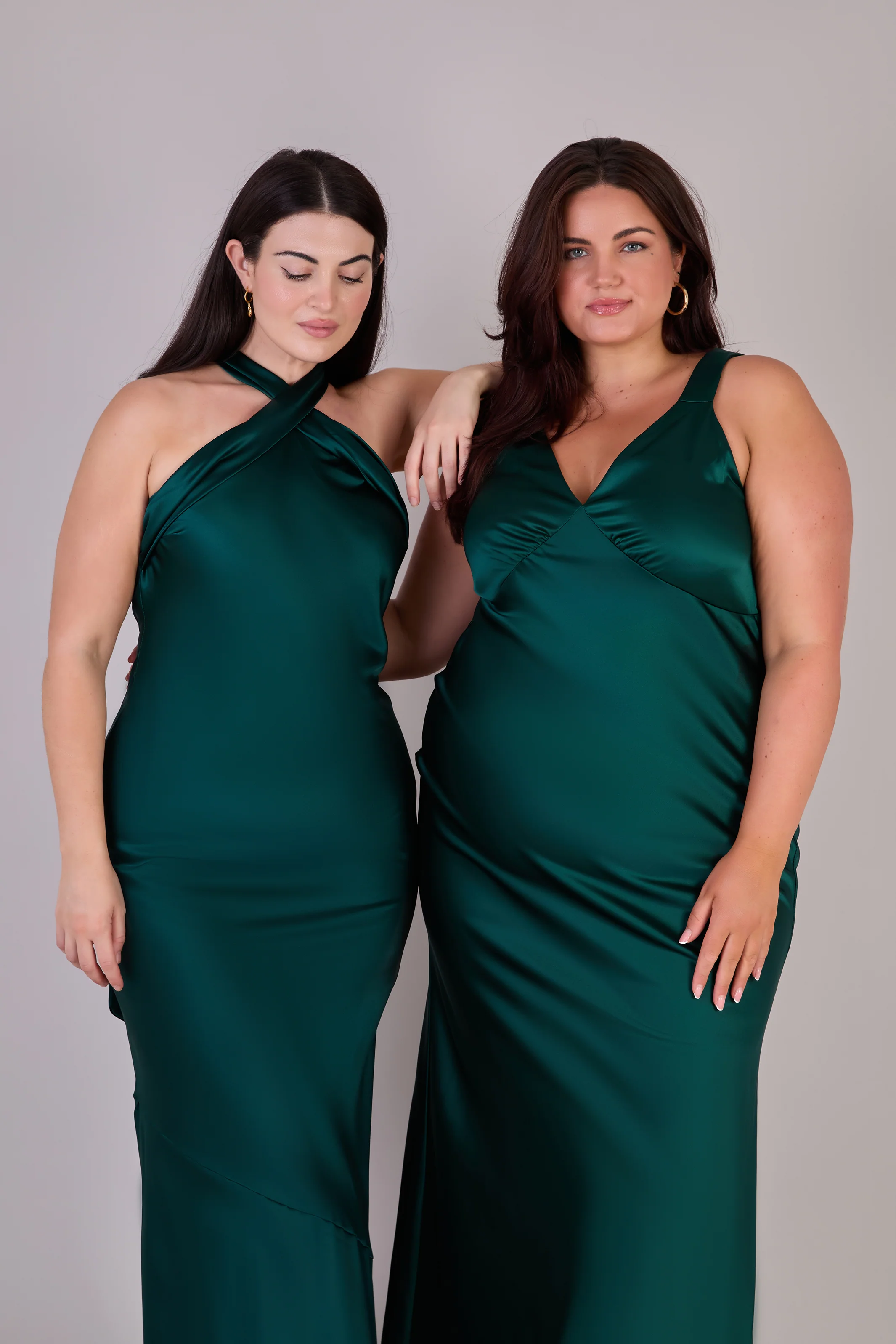 Amelia Dress in Forest Green Satin — Bias-Cut Maxi Bridesmaid Dress - Image 6