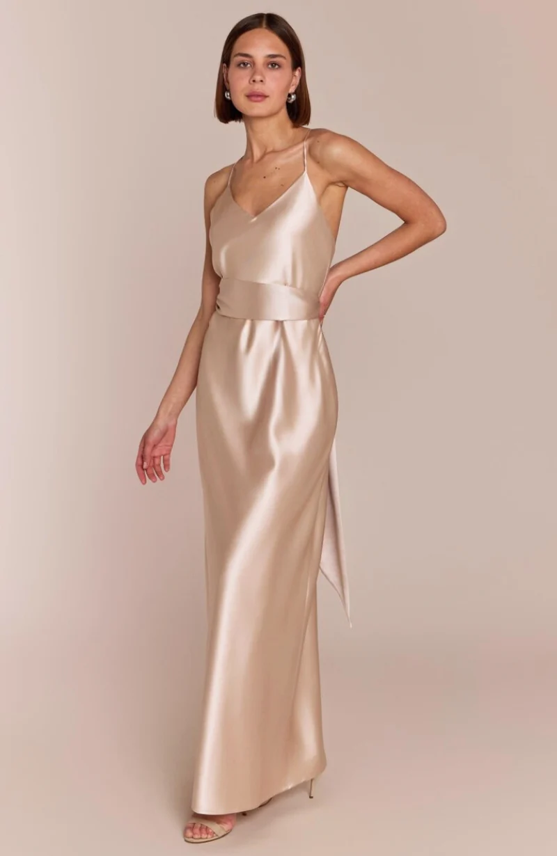 Brooklyn Dress in Champagne Satin - Image 6