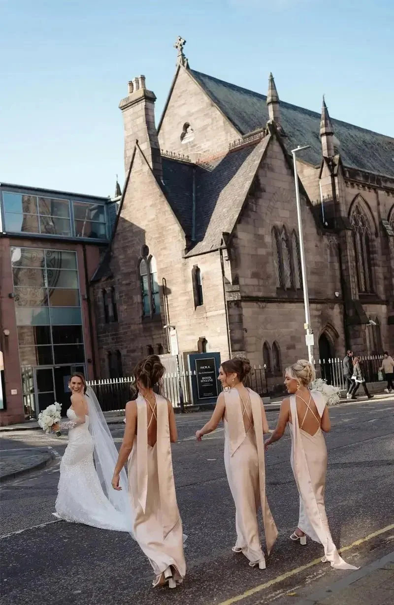 Brooklyn Dress in Champagne Satin - Image 7