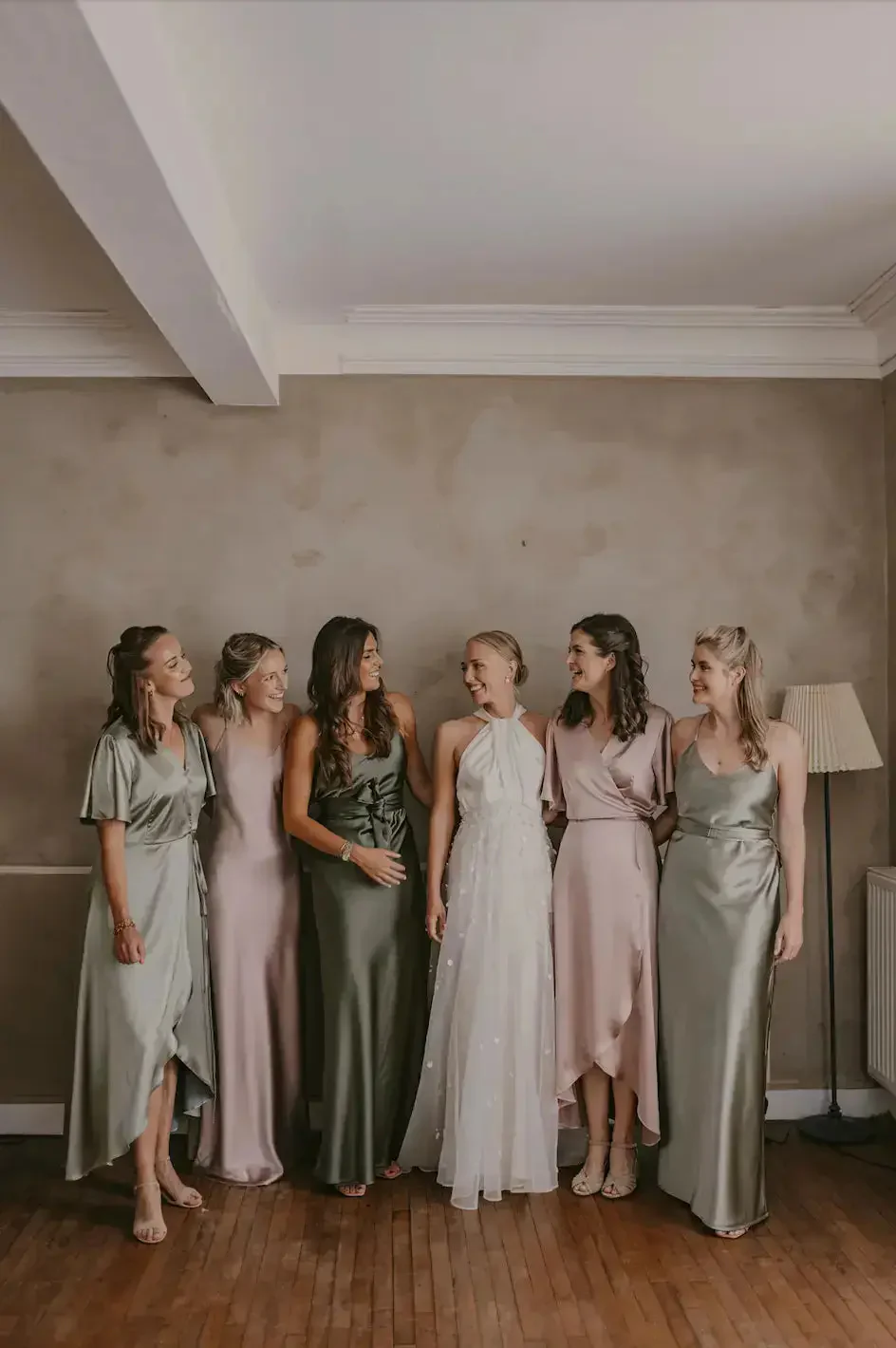 Brooklyn Dress in Sage Green Satin - Image 7