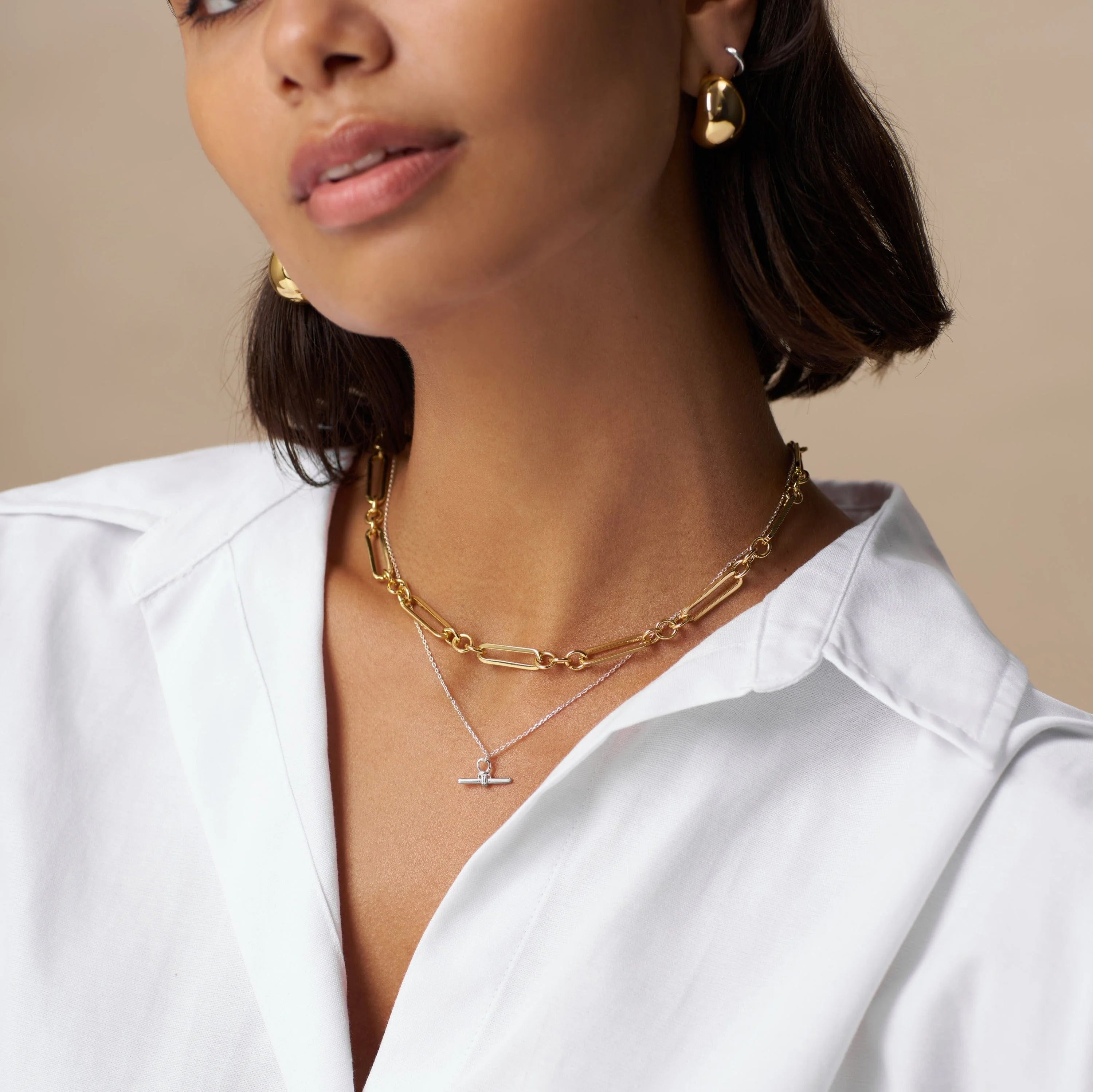 Dainty T-Bar Knot Necklace - Silver - Image 3