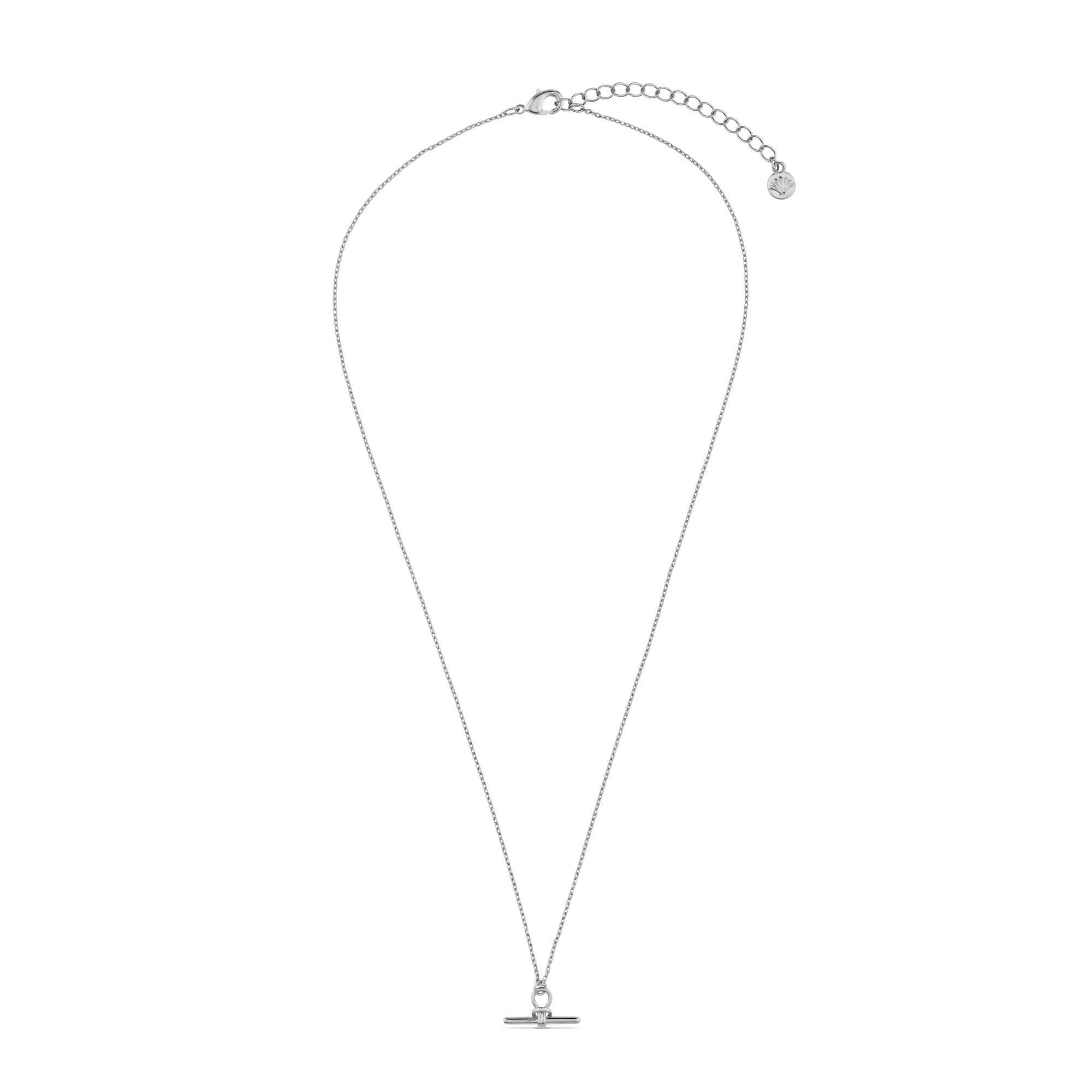 Dainty T-Bar Knot Necklace - Silver - Image 5