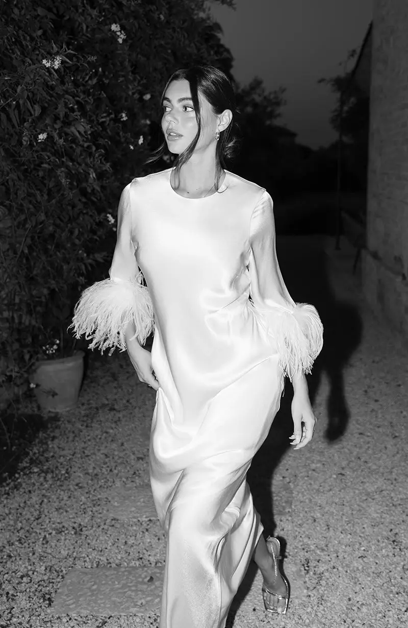 Dolly Feather Sleeve Dress in Ivory - Image 3