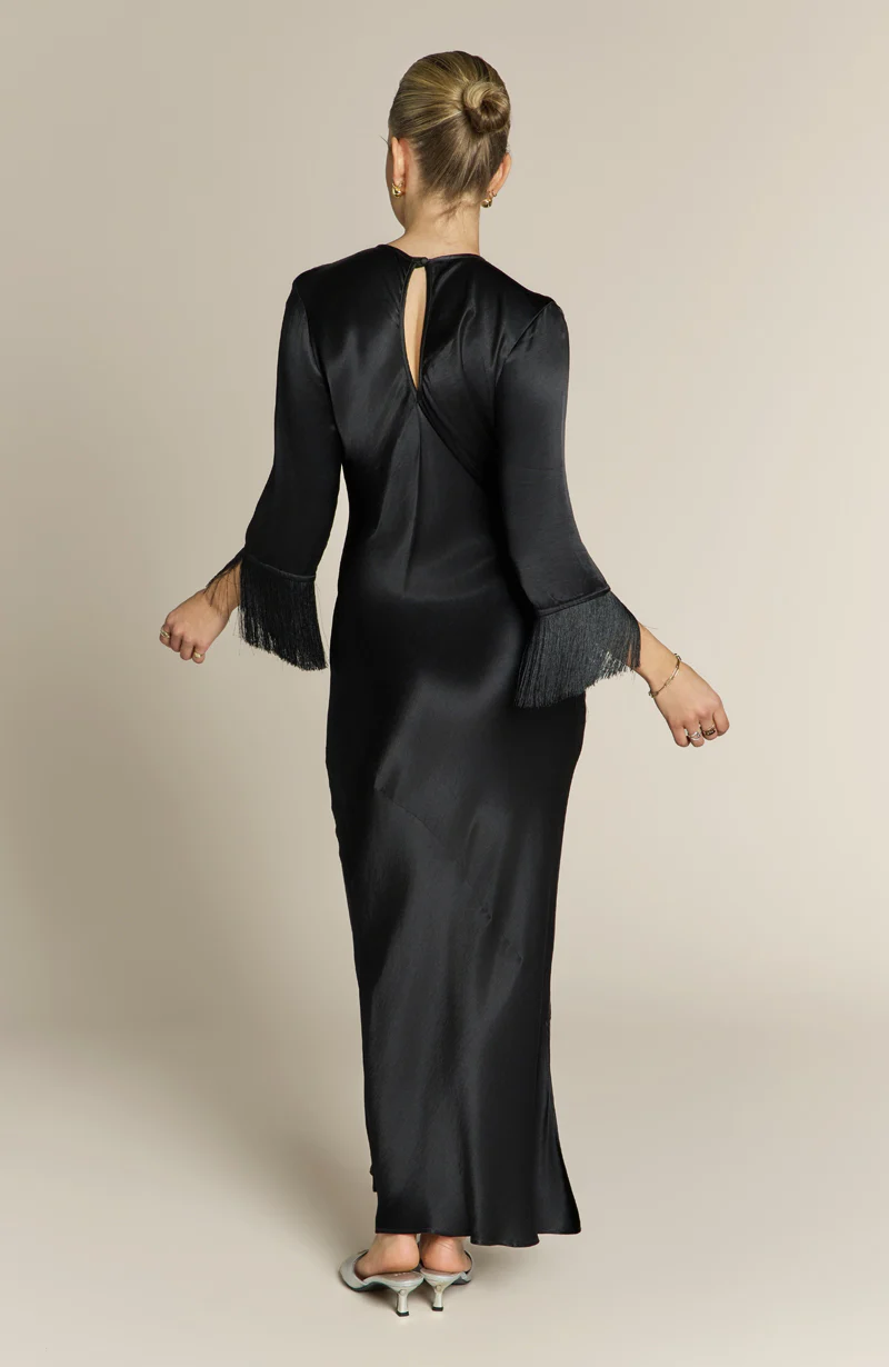 Dolly Fringe Sleeve Black Dress - Image 13