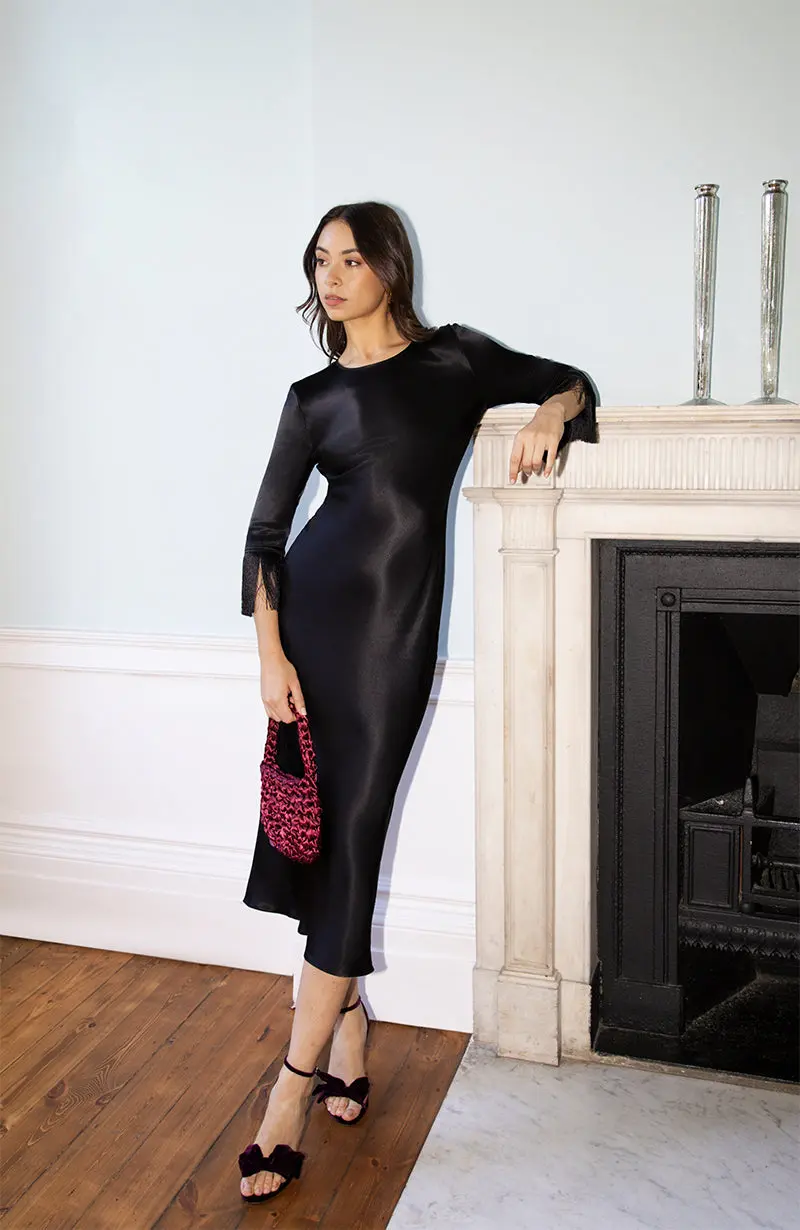 Dolly Fringe Sleeve Black Dress - Image 6