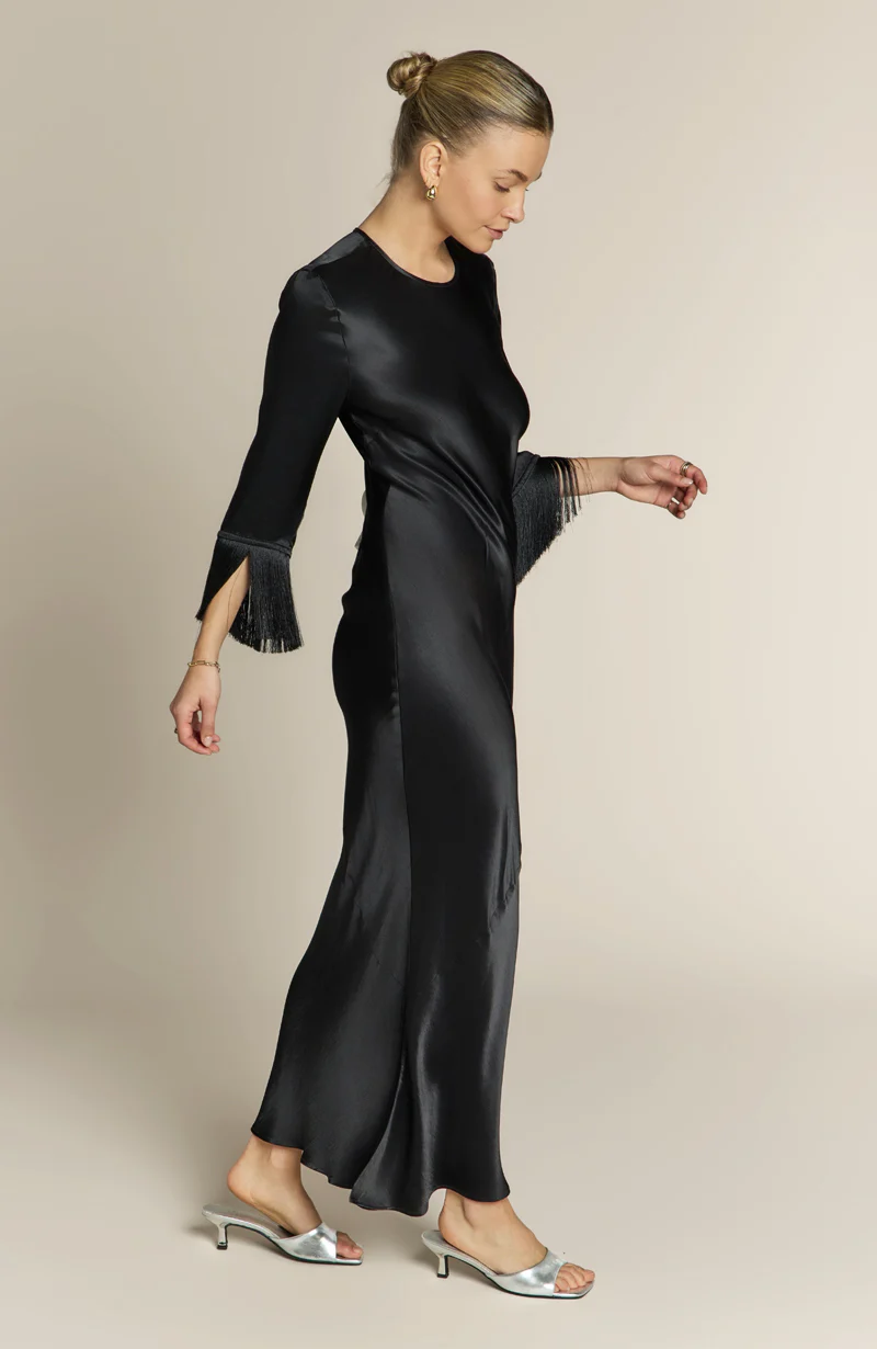 Dolly Fringe Sleeve Black Dress - Image 9