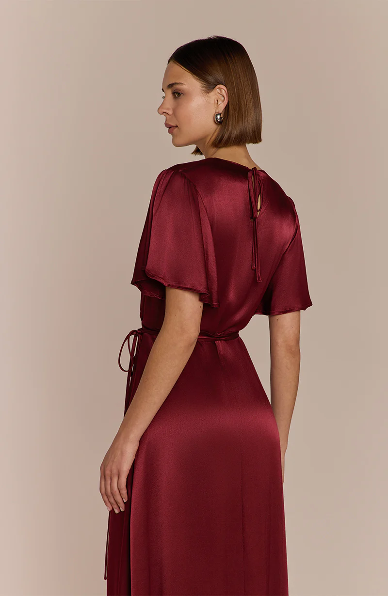 Florence Waterfall Dress in Chianti Satin - Image 3