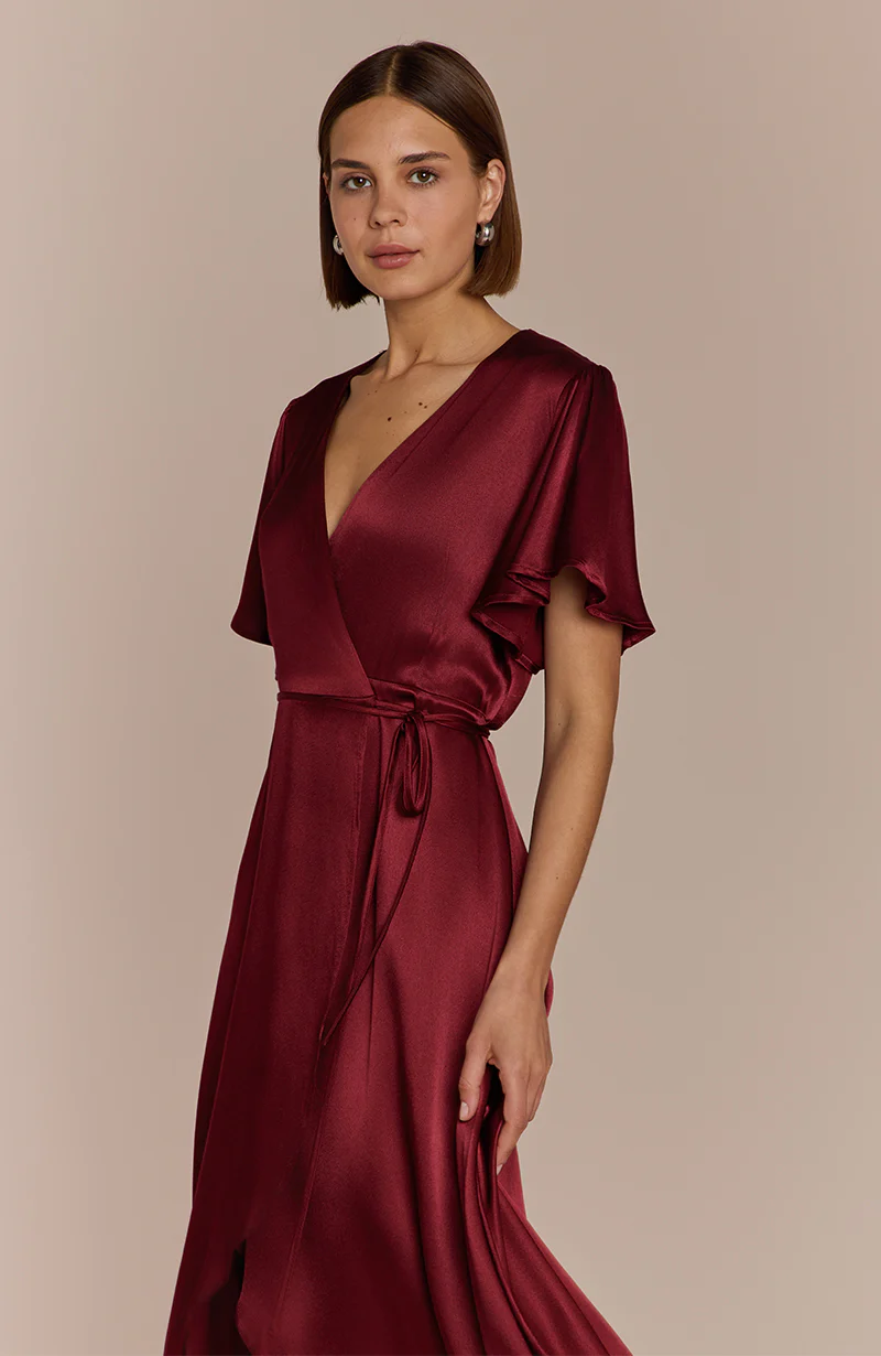 Florence Waterfall Dress in Chianti Satin - Image 4