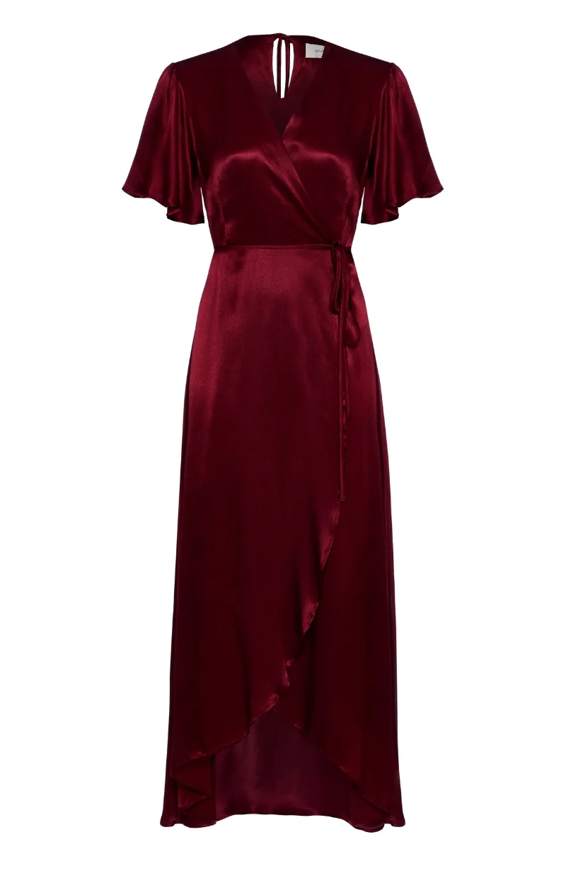 Florence Waterfall Dress in Chianti Satin - Image 5
