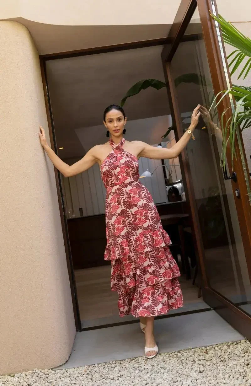 Jamie Dress in Pink Fan Print - Image 5