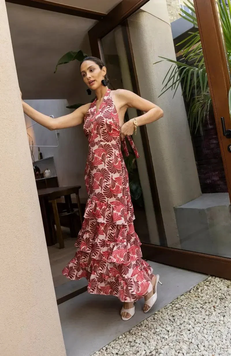 Jamie Dress in Pink Fan Print - Image 8