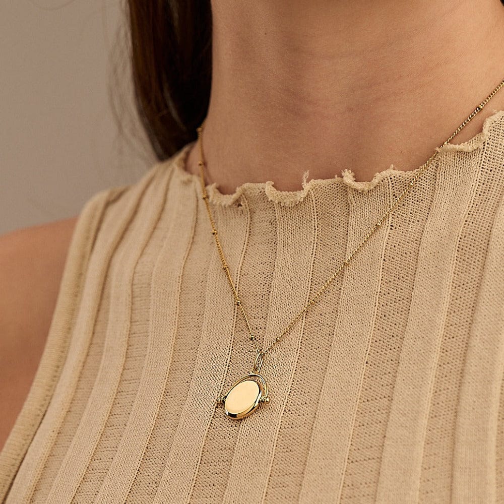 LUXE Faceted Disc Spinner Necklace - Gold - Image 4