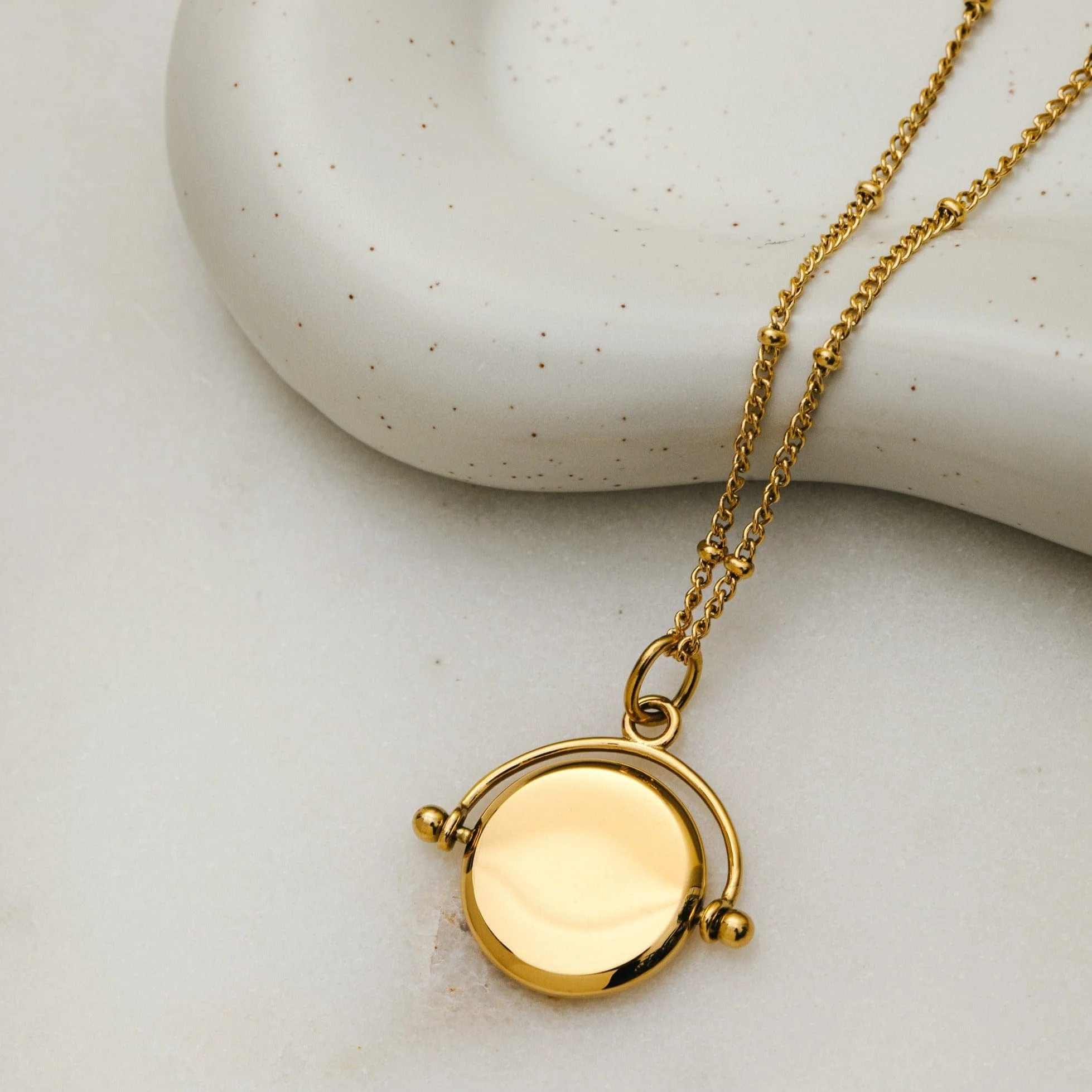 LUXE Faceted Disc Spinner Necklace - Gold - Image 5