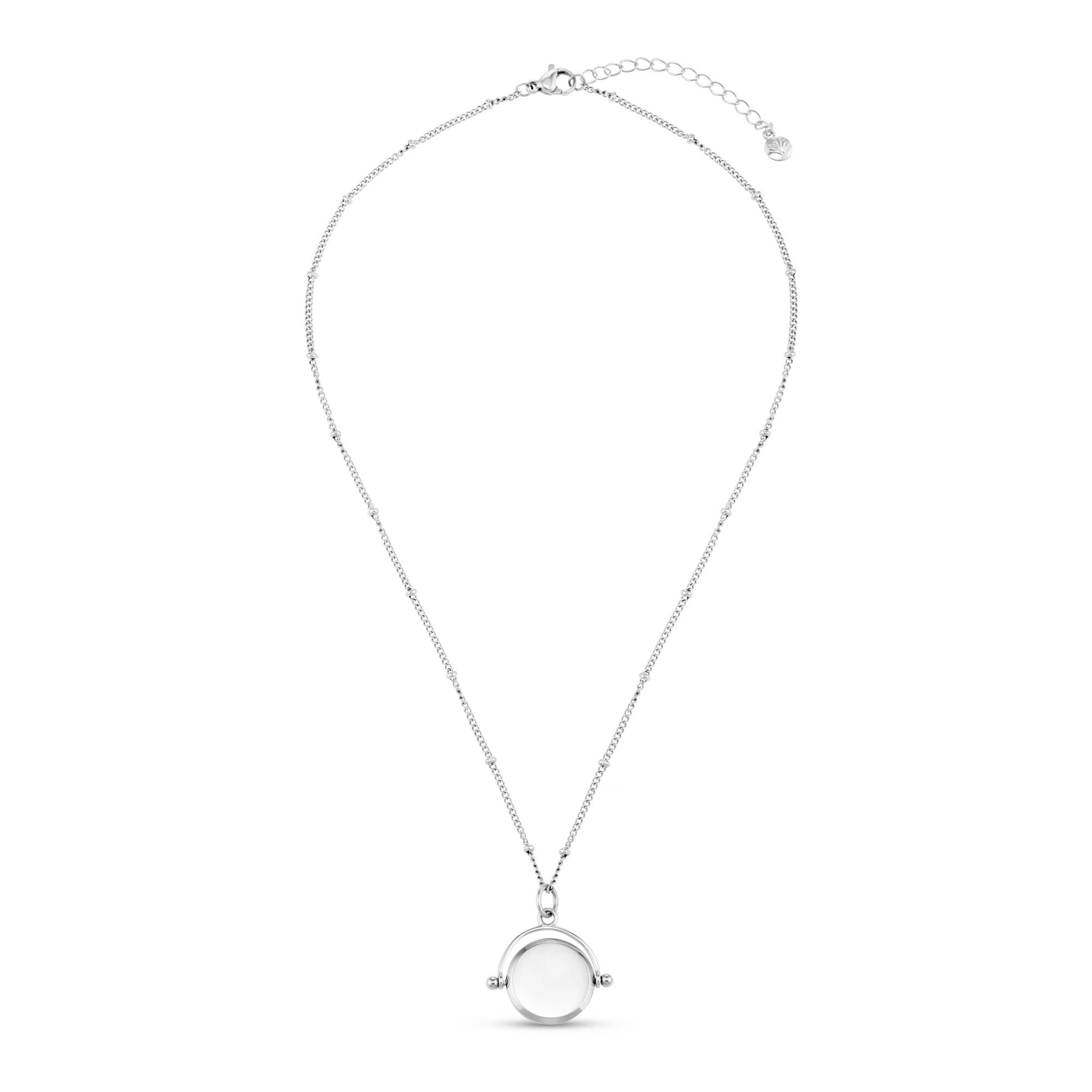 LUXE Faceted Disc Spinner Necklace - Silver - Image 5