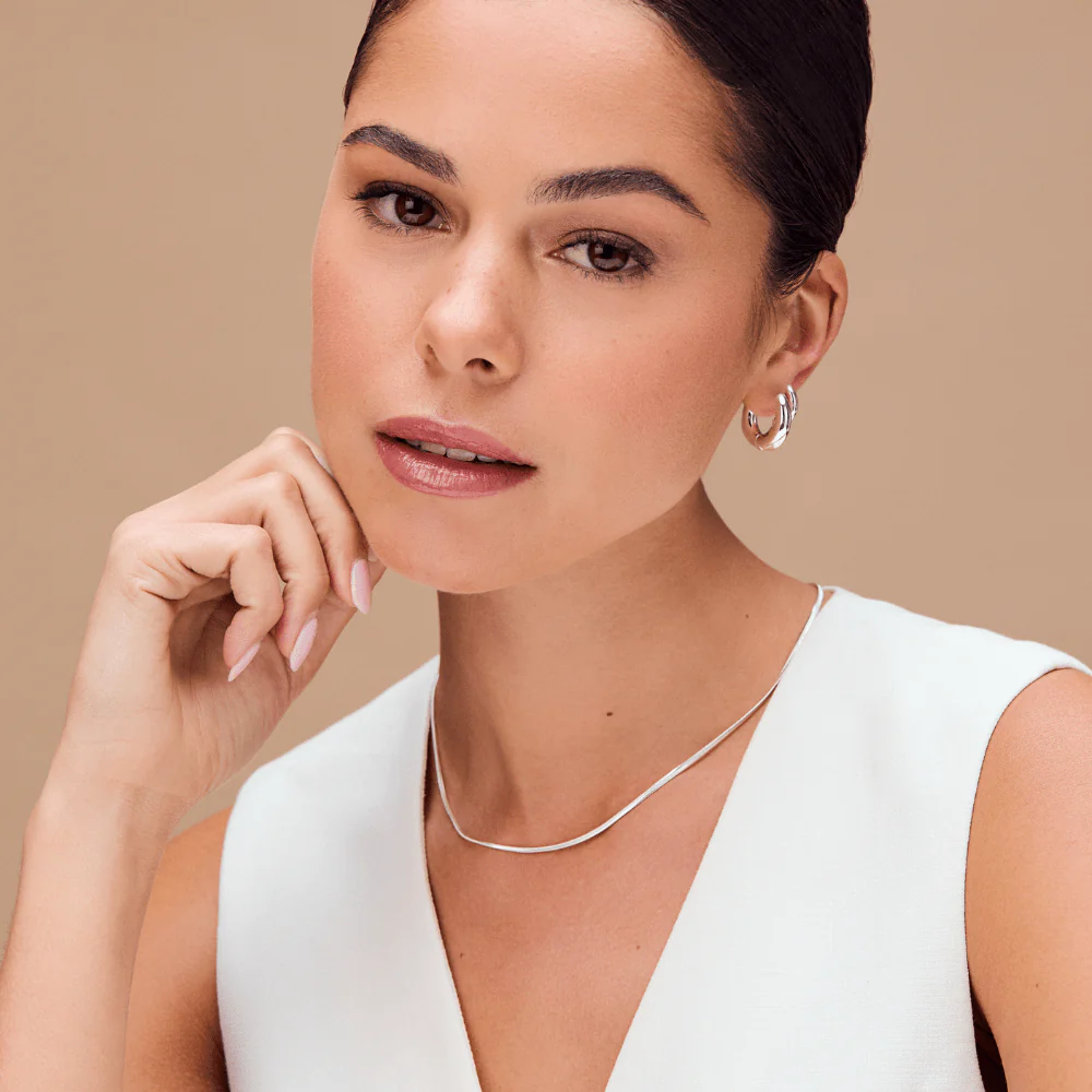 LUXE Flat Snake Chain Necklace-Silver - Image 2