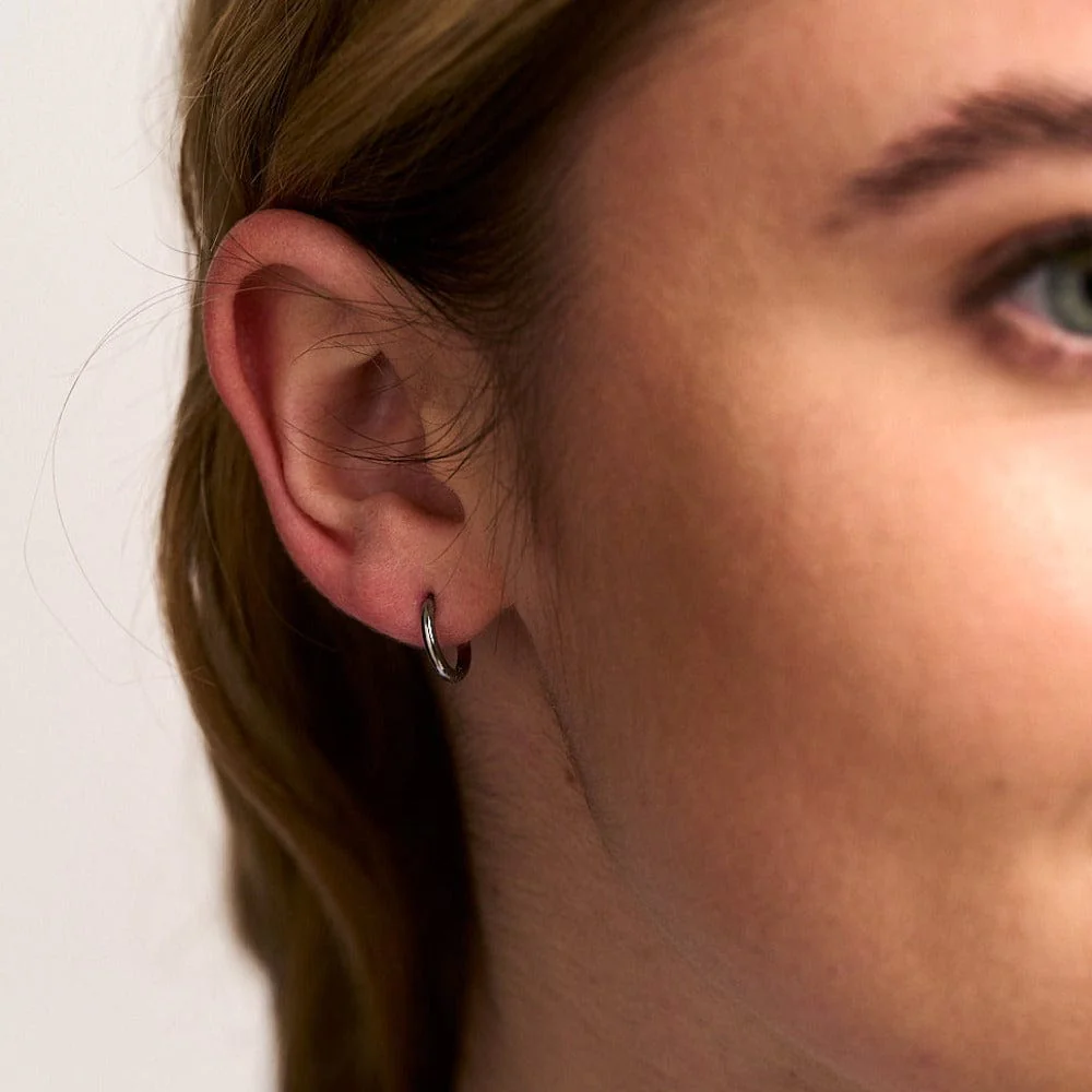LUXE Huggie Hoop Earrings - Silver - Image 2