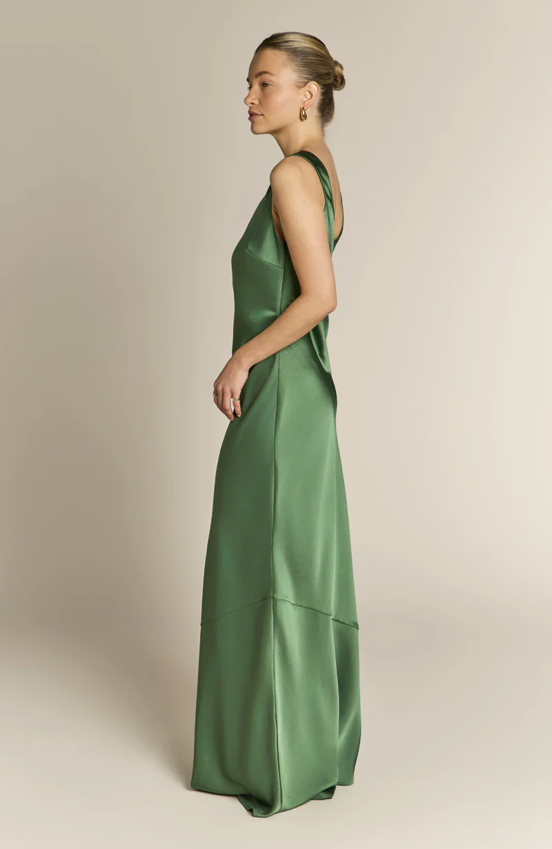Paloma Scoop Back Dress in Olive Green - Image 4
