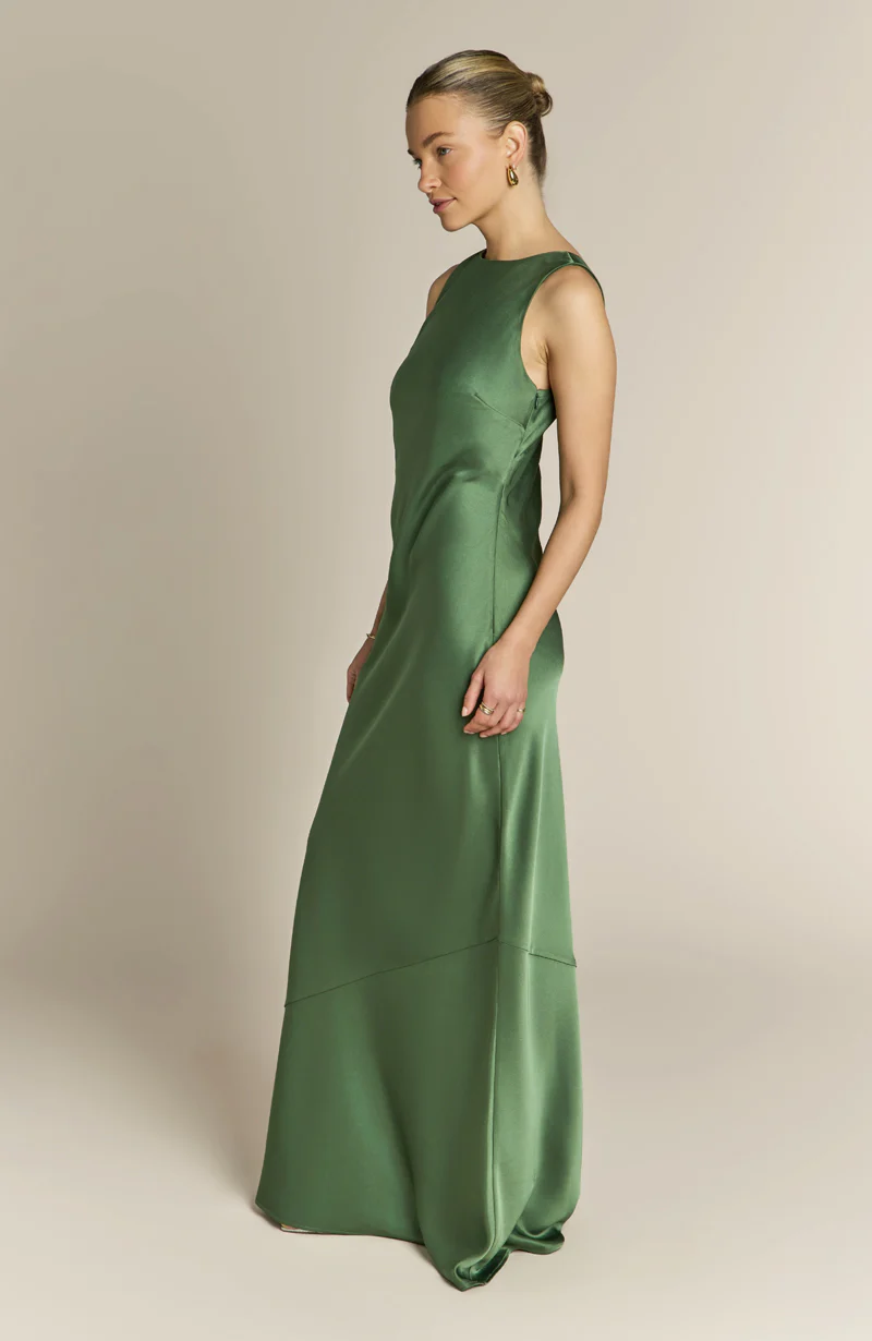 Paloma Scoop Back Dress in Olive Green - Image 5