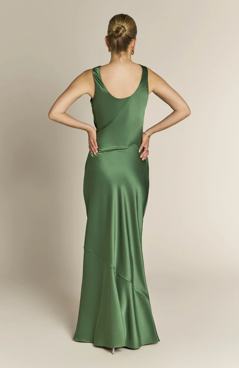 Paloma Scoop Back Dress in Olive Green - Image 6