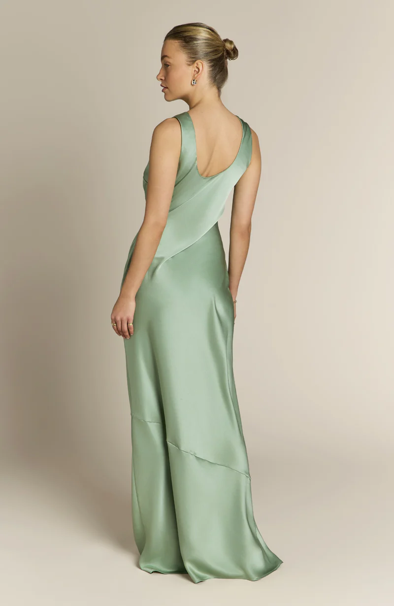 Paloma Scoop Back Dress in Sage Green - Image 6