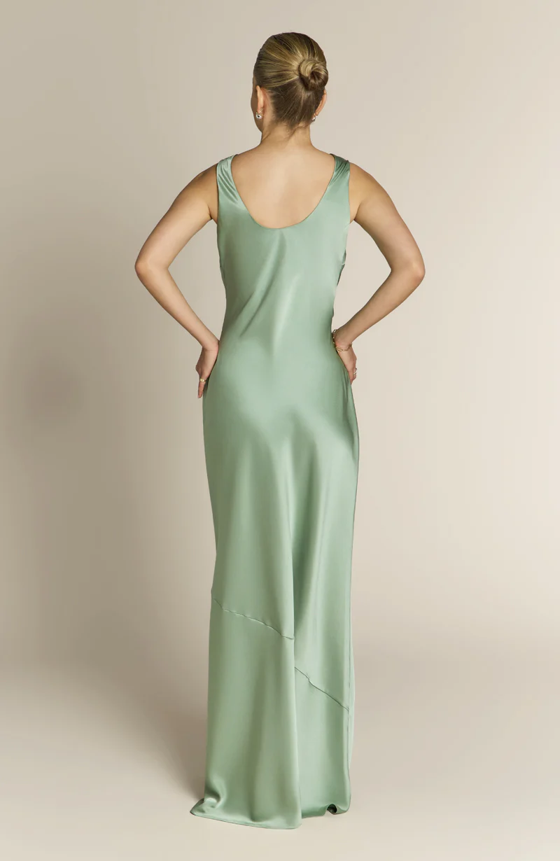 Paloma Scoop Back Dress in Sage Green - Image 7
