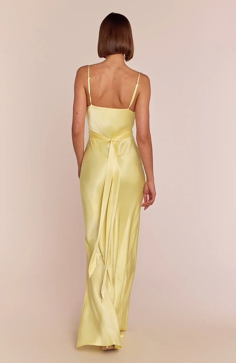 Pollenca cowl neck Dress in Lemonade Yellow - Image 5