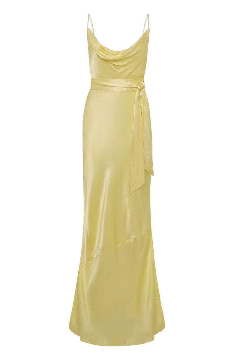 Pollenca cowl neck Dress in Lemonade Yellow - Image 6