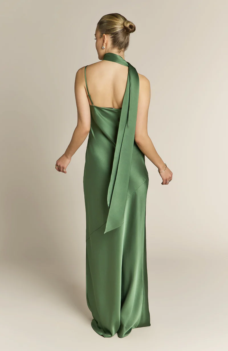 Raye One Shoulder Dress in Olive Green - Image 9