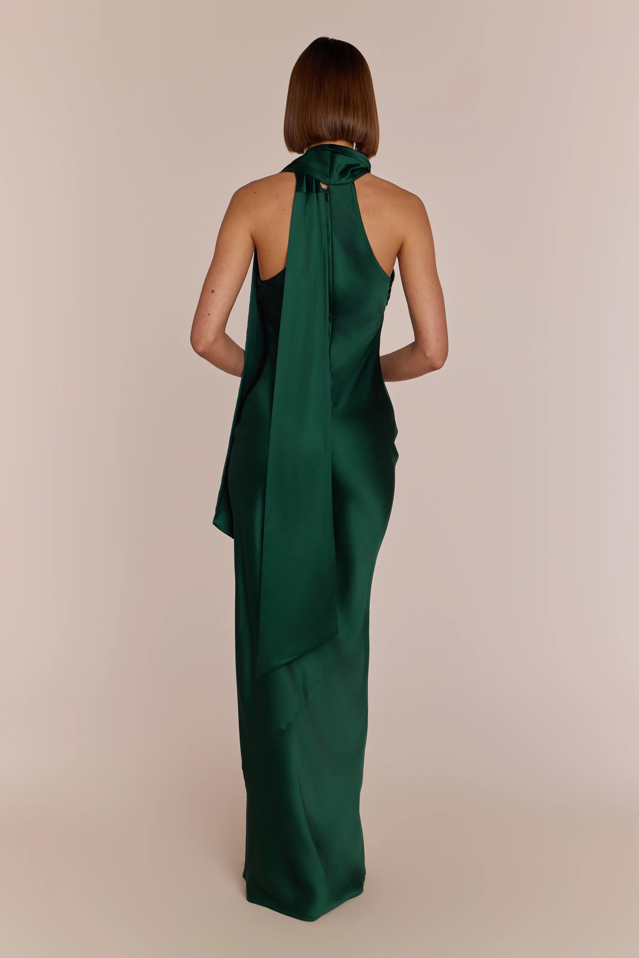 Roma Dress in Forest Green Satin - Image 5