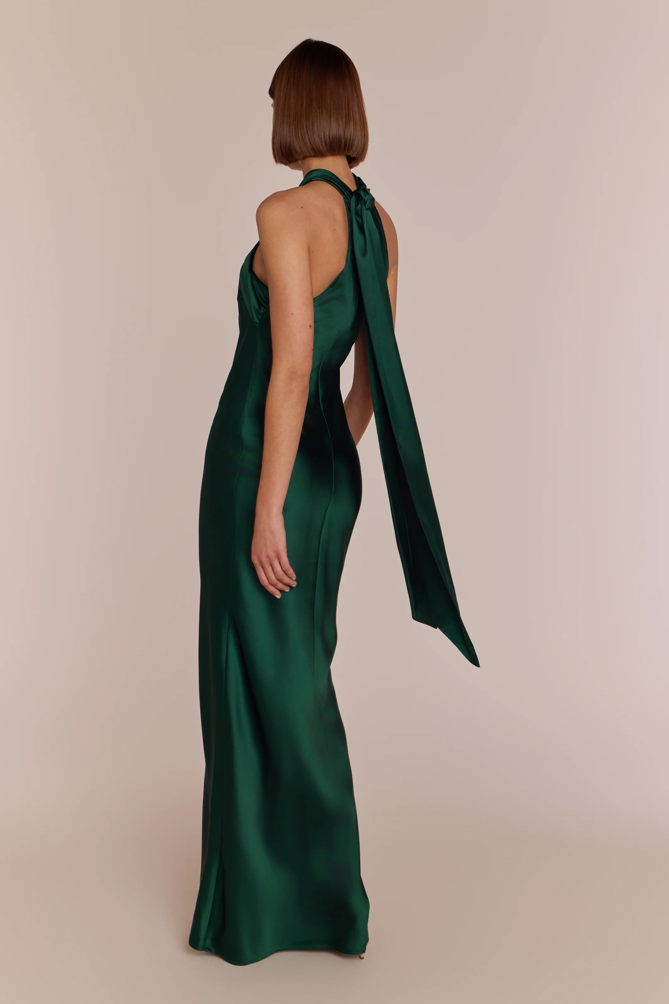 Roma Dress in Forest Green Satin - Image 8