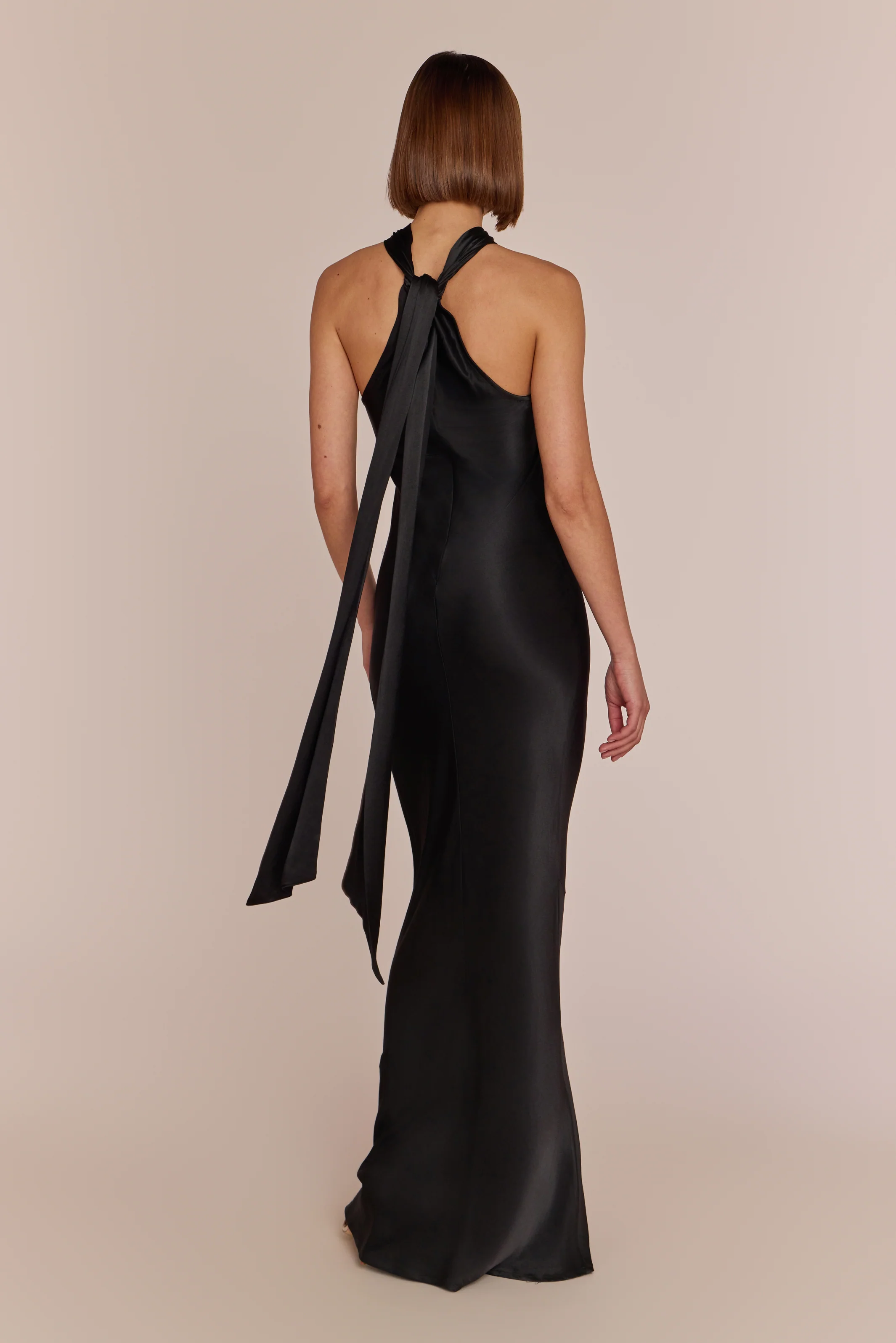 Roma Dress in Black viscose satin - Image 4