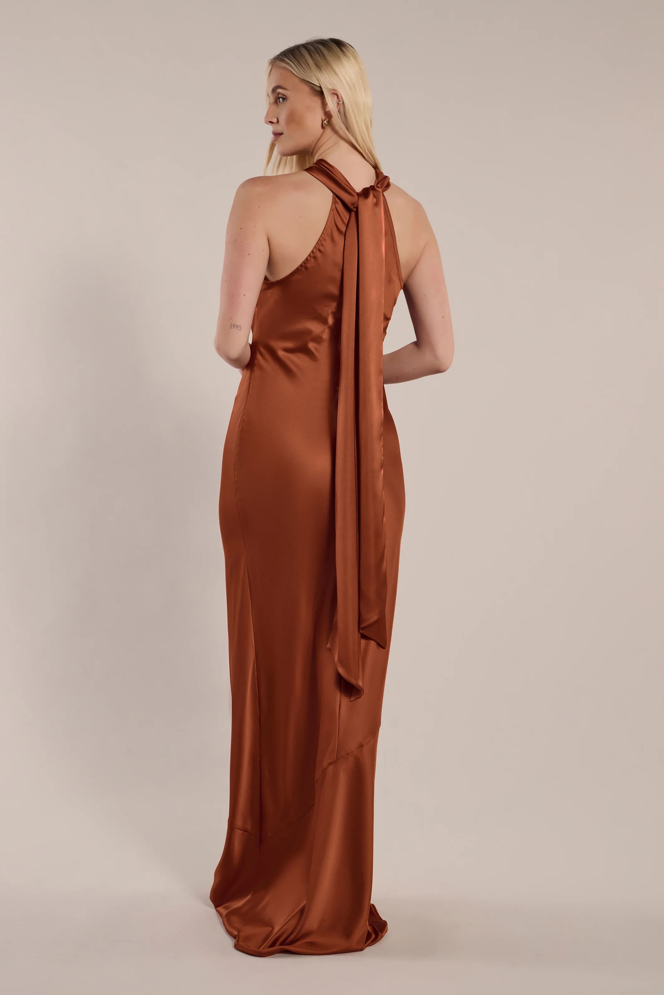 Roma Dress in Cinnamon Satin - Image 4