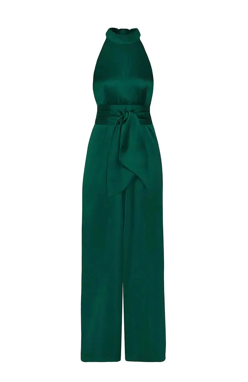 Soho Jumpsuit in Forest Green Satin - Image 5